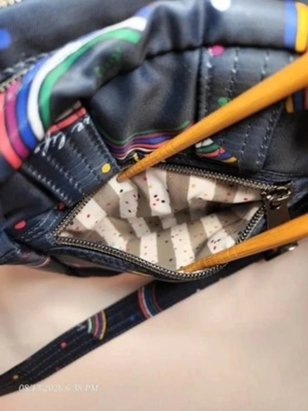 Lug Can Can Crossbody Bag Rainbow Arc Navy Quilted Multi‑Pocket Travel Purse